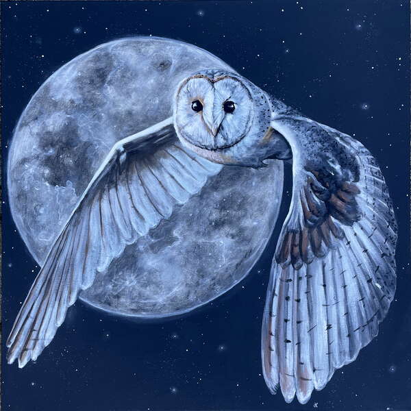 mosaik midlertidig ikke Fine Art Prints "Silence of the Night" Barn Owl painting with Moon Gic –  dottyndumplings